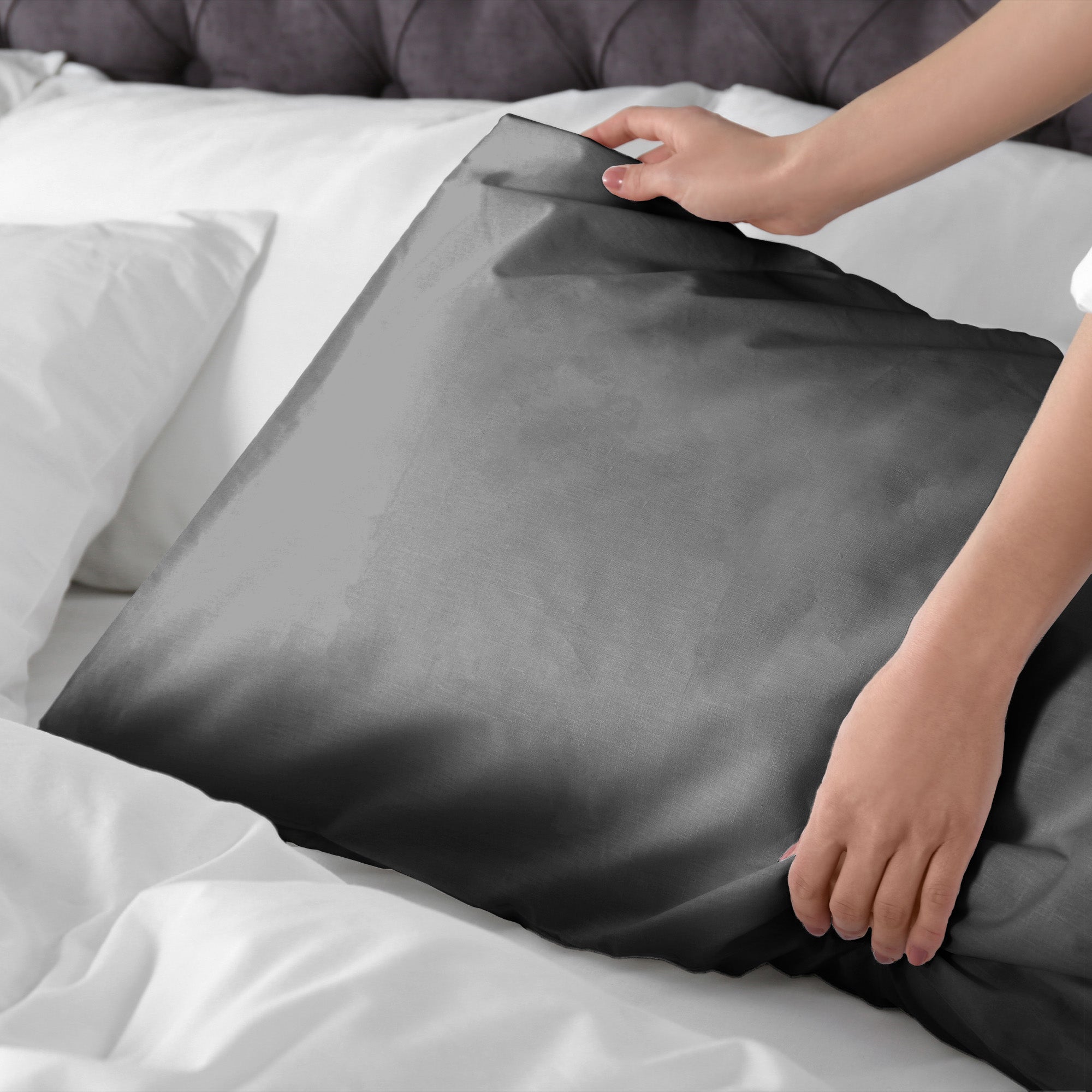Products Luxury Mulberry Silk Pillowcase (25 momme) - MYK Silk #color_charcoal grey