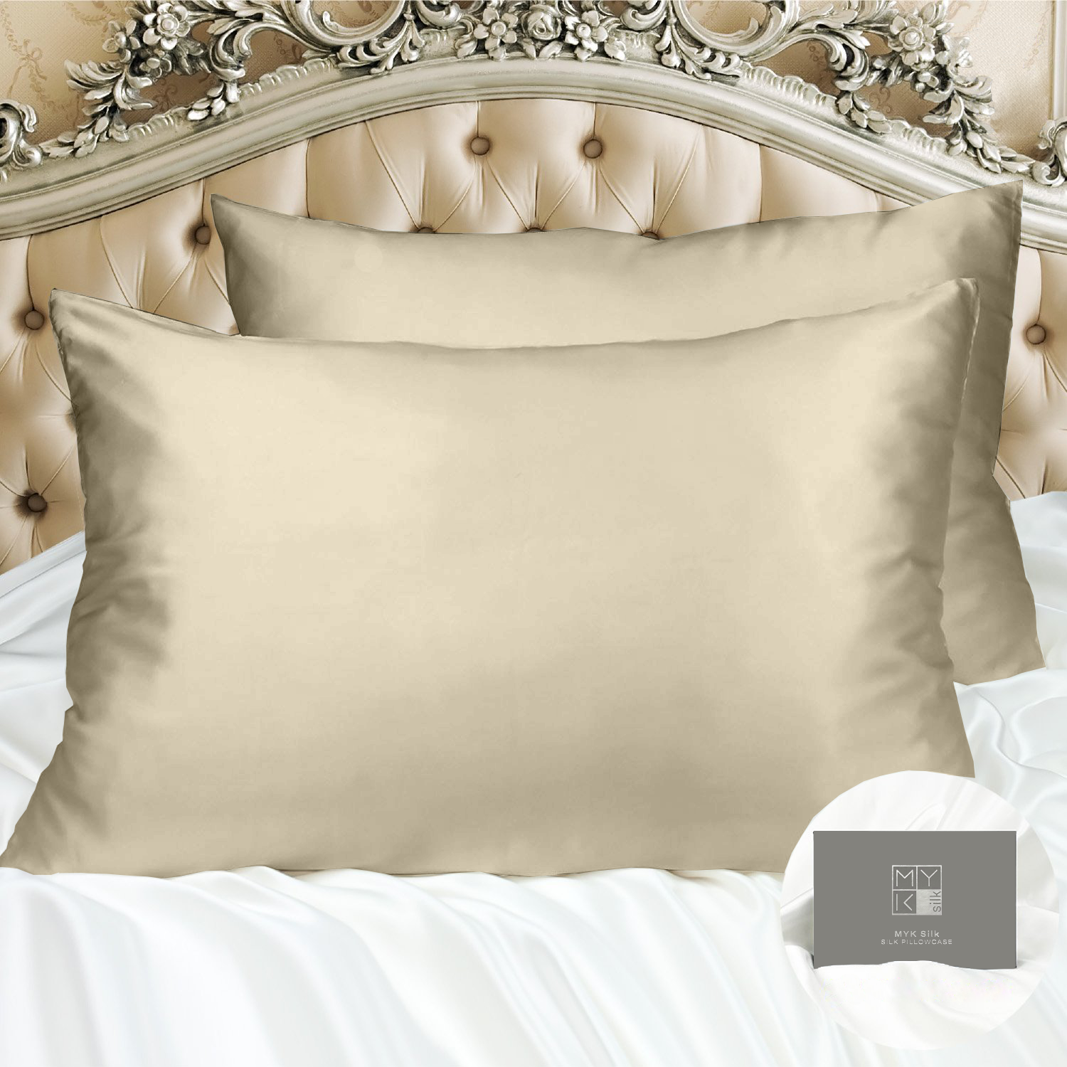 Limited Edition Mulberry Silk Pillowcase (30 momme), Queen Size - MYK Silk #color_beige