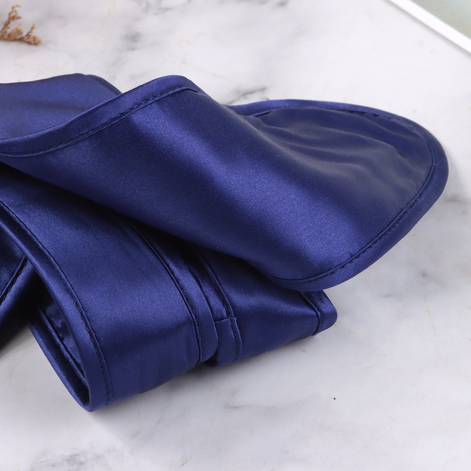 Silk Padded Spa Headband with Velcro - MYK Silk #color_navy blue