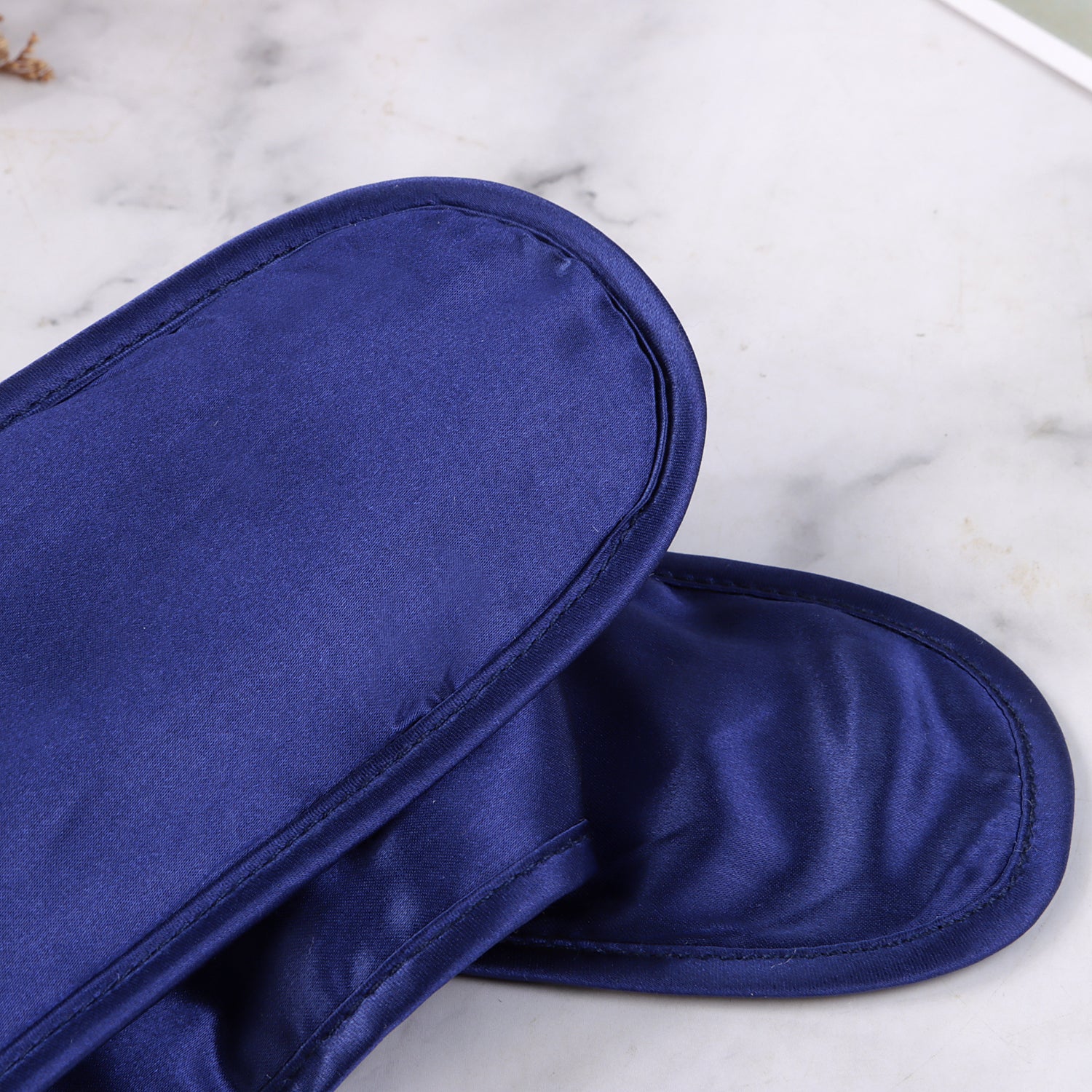 Silk Padded Spa Headband with Velcro - MYK Silk #color_navy blue