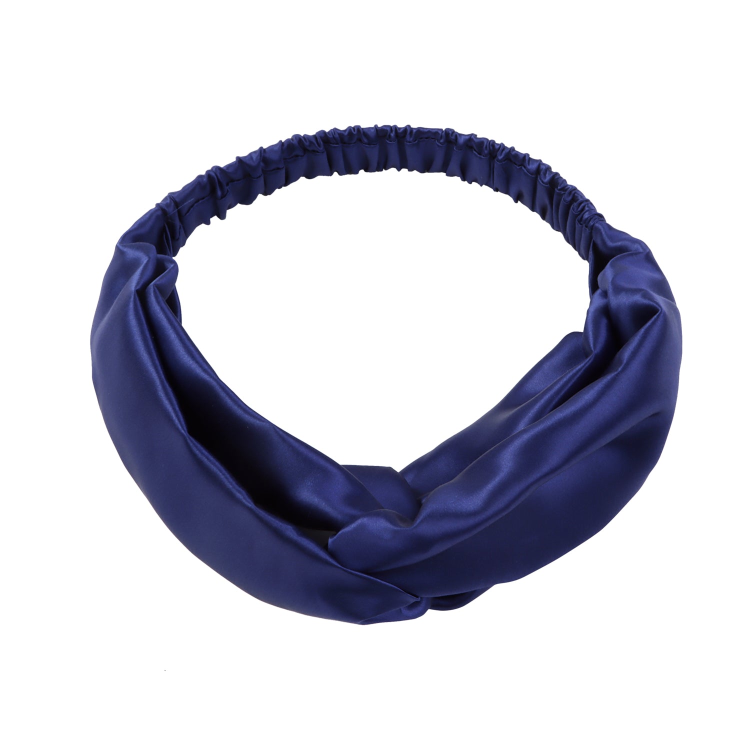 Twisted Silk Headband with Elastic Band #color_navy blue