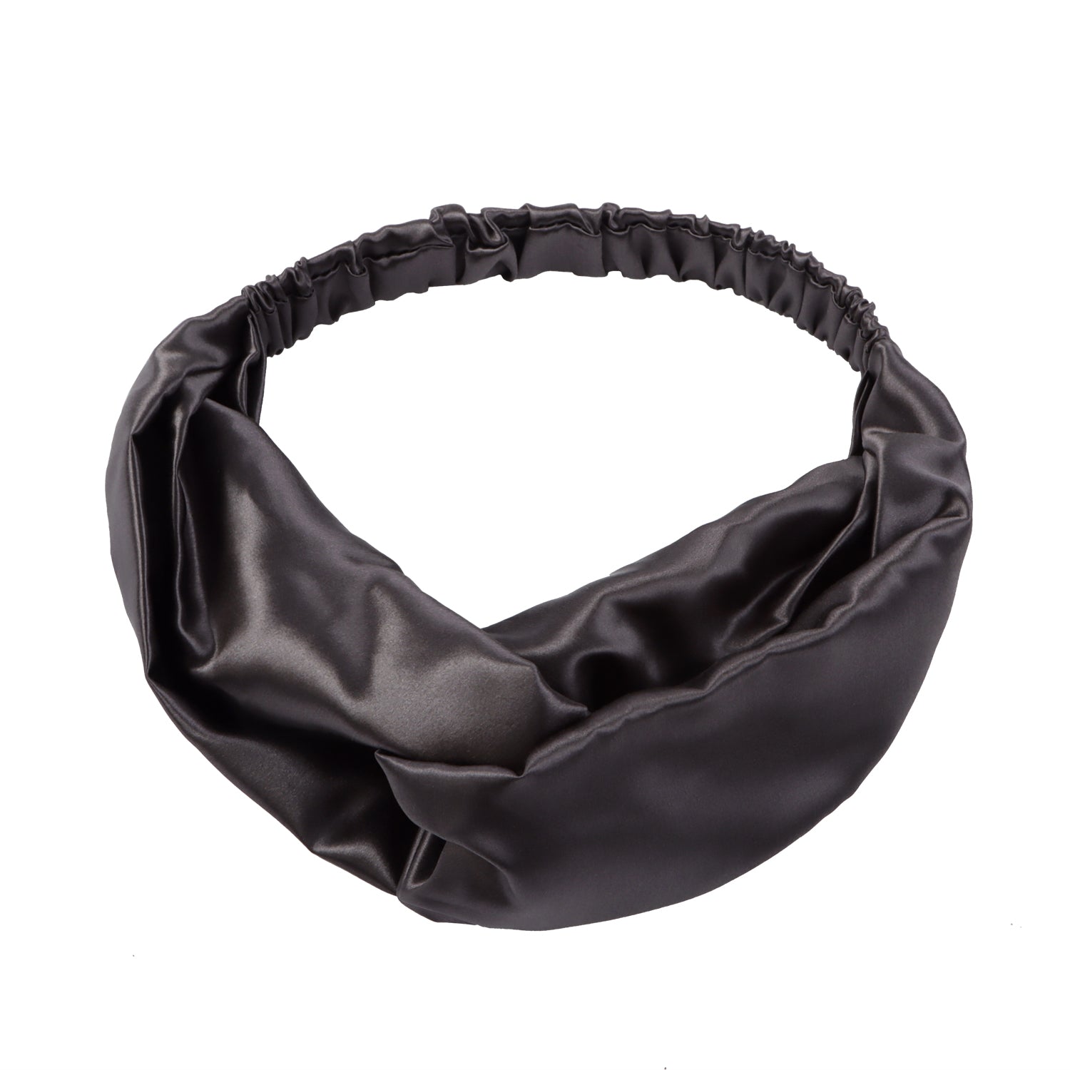 Twisted Silk Headband with Elastic Band #color_charcoal grey