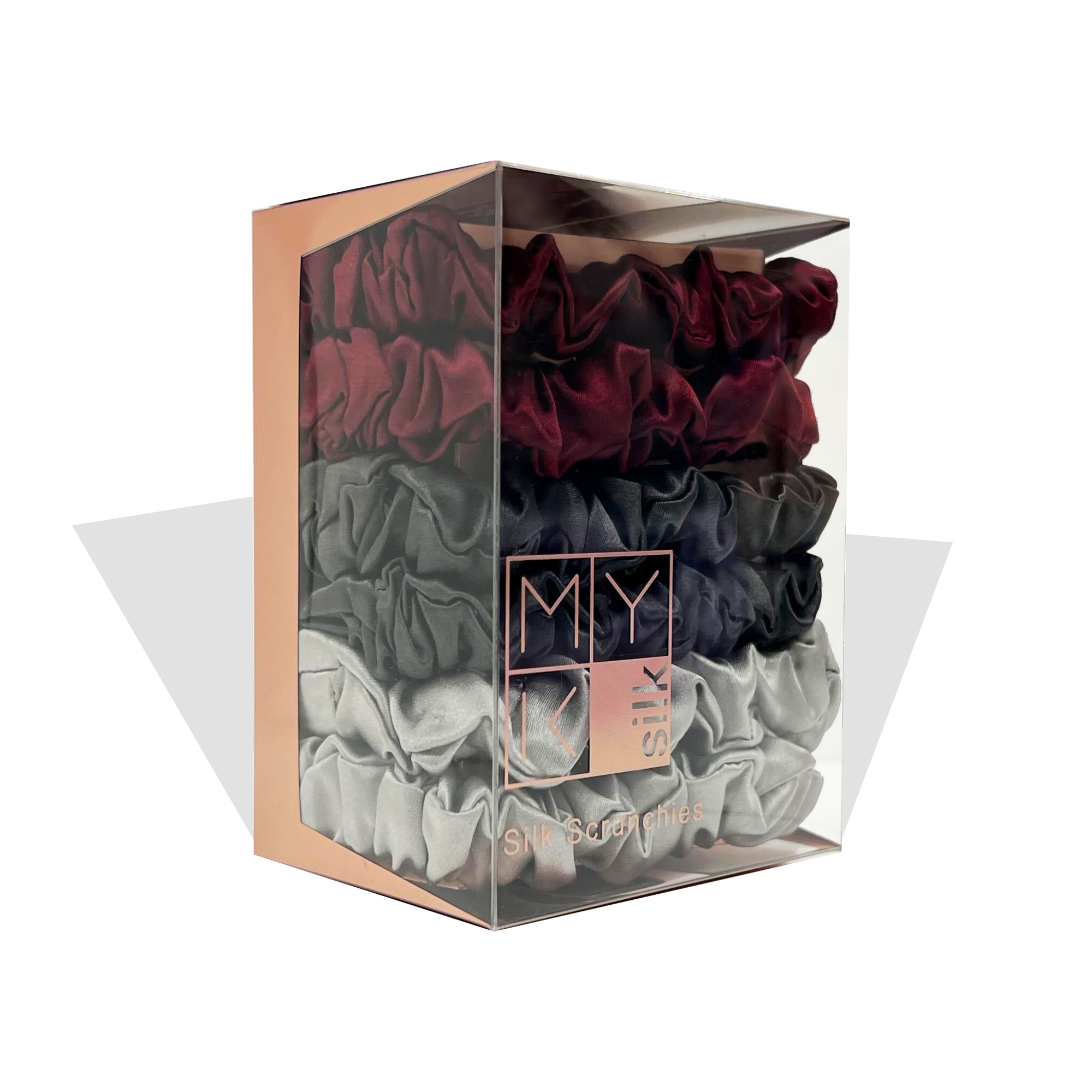  Small Silk Scrunchies (Pack of 6) - MYK Silk #color_garnet pack