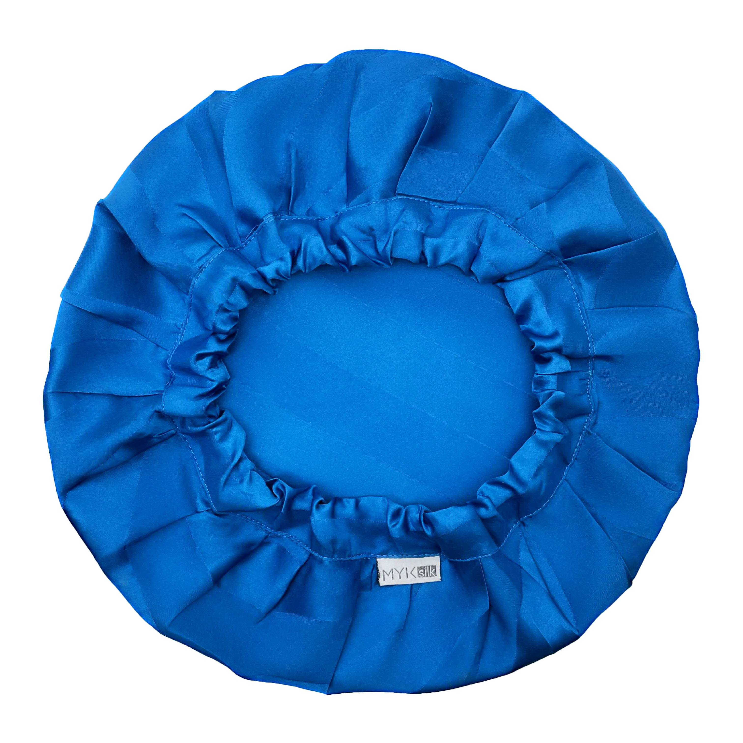 Silk Night Sleeping Cap Bonnet with Comfort Elastic Band - MYK Silk #color_dark blue stripes