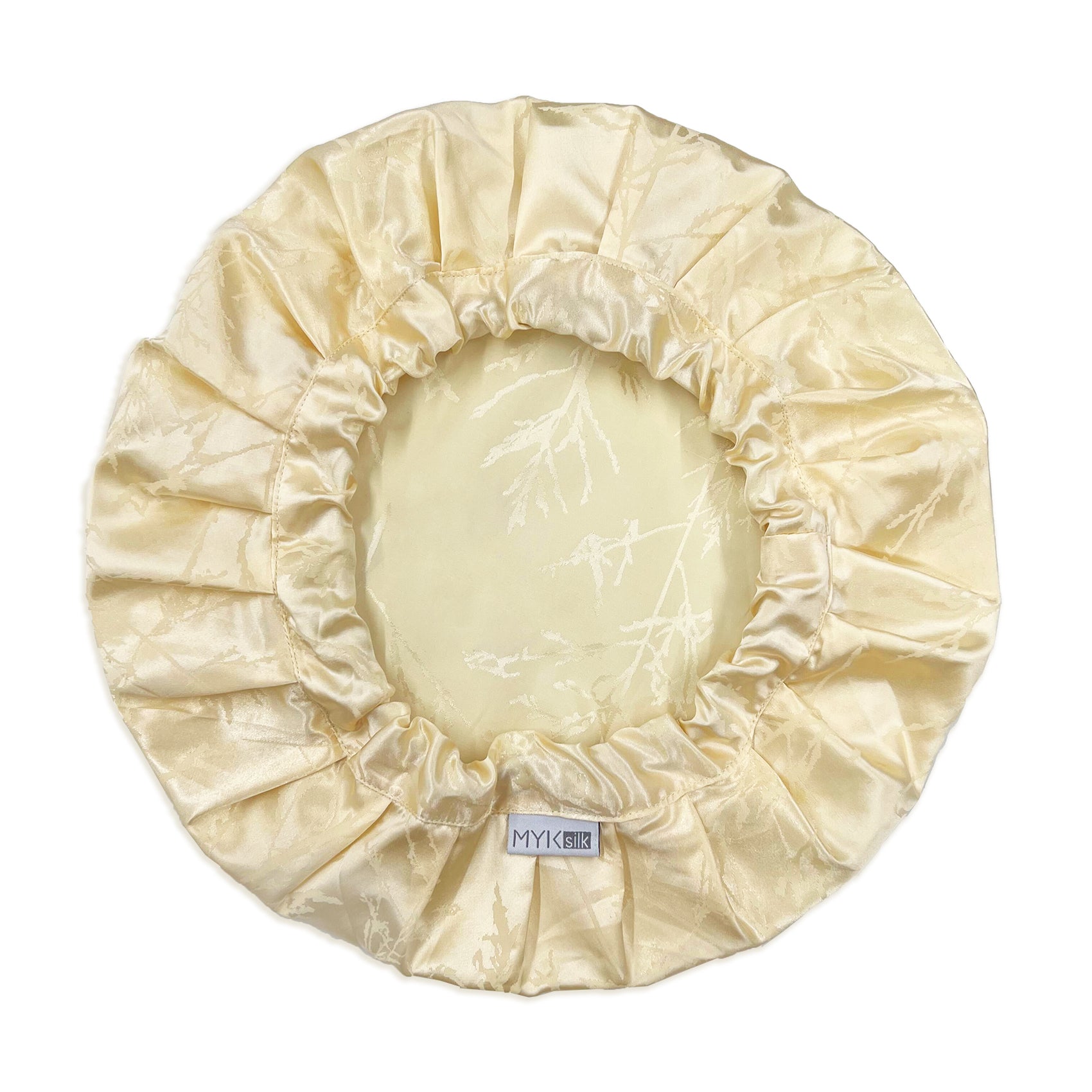 Silk Night Sleeping Cap Bonnet with Comfort Elastic Band - MYK Silk #color_champagne prints
