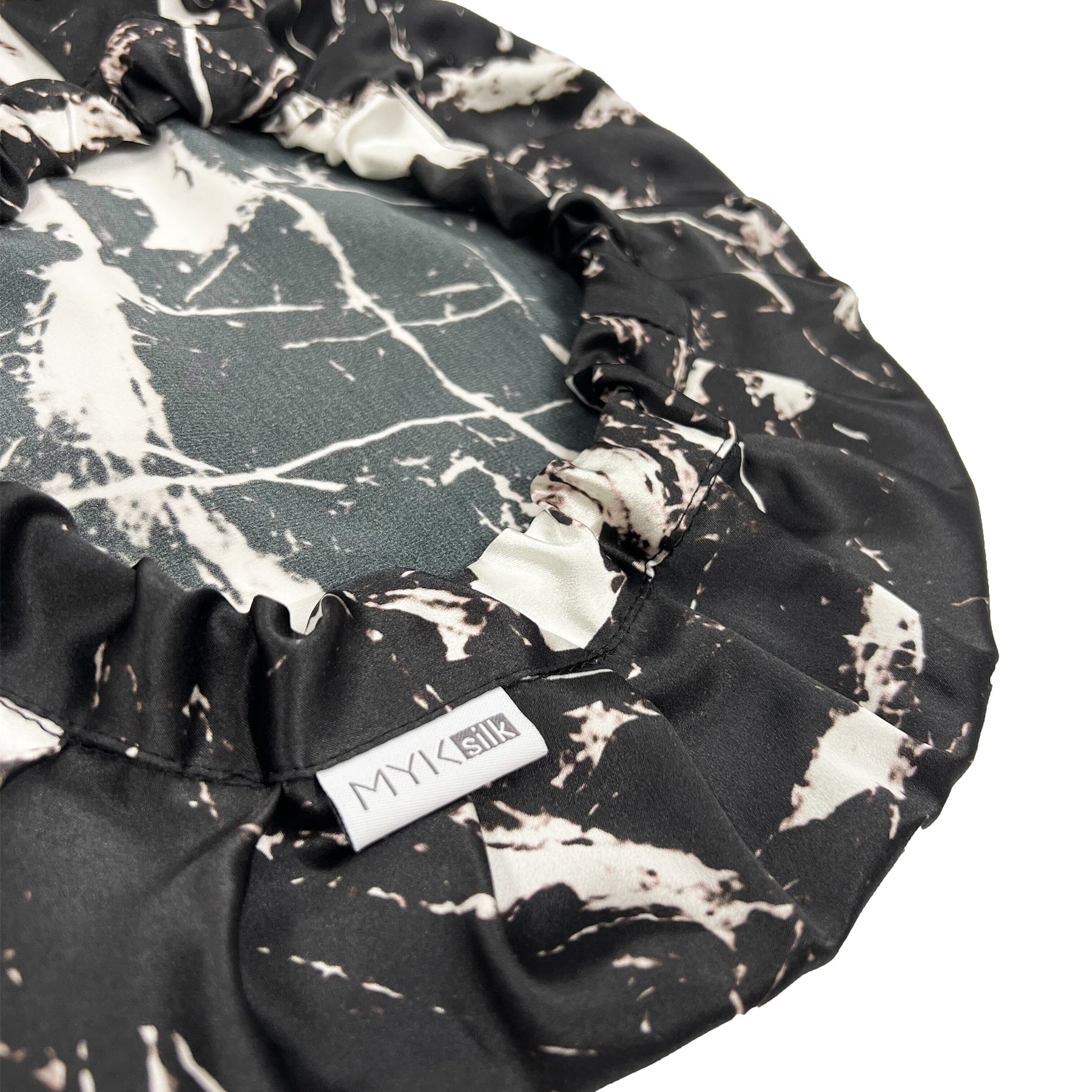Silk Night Sleeping Cap Bonnet with Comfort Elastic Band - MYK Silk #color_marble