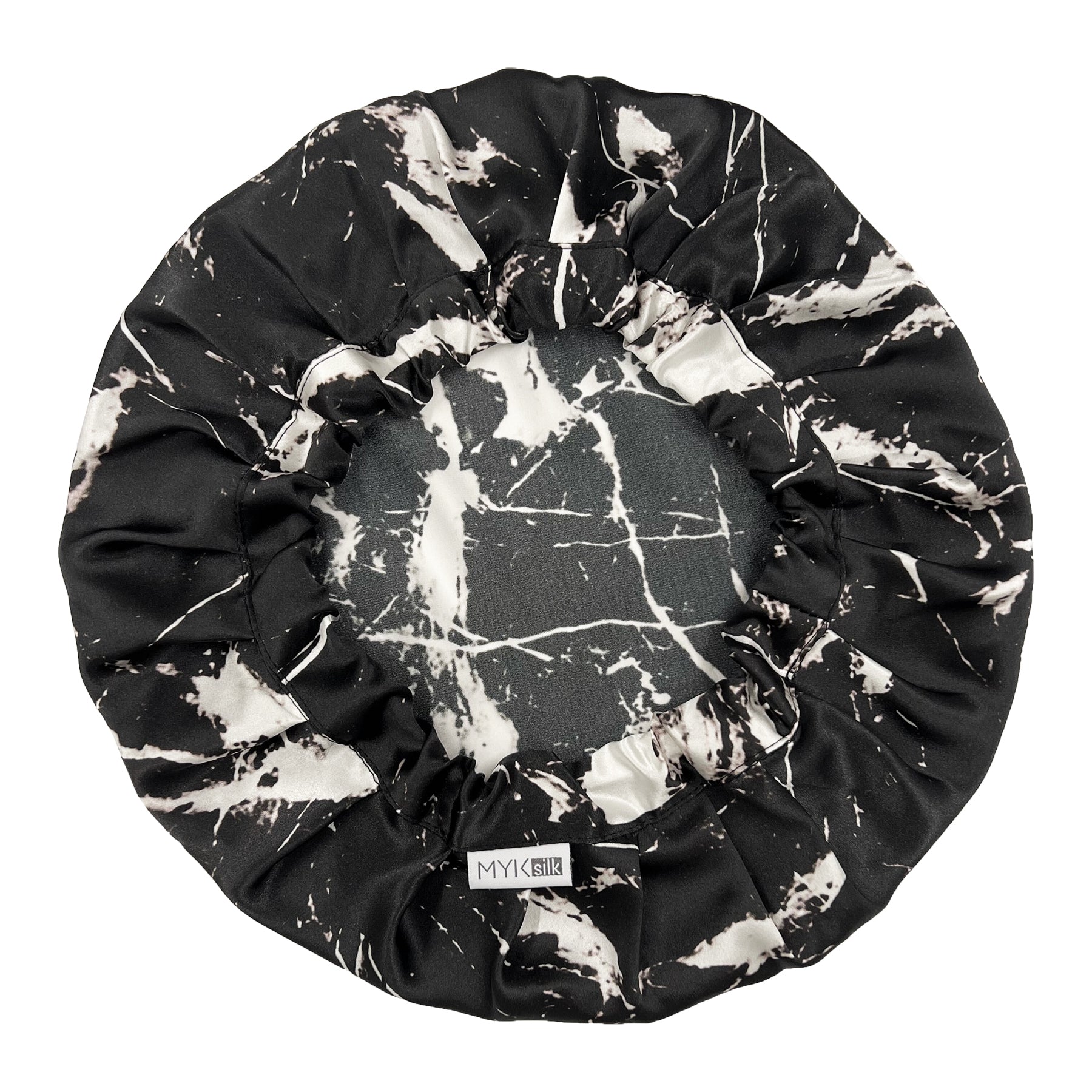 Silk Night Sleeping Cap Bonnet with Comfort Elastic Band - MYK Silk #color_marble