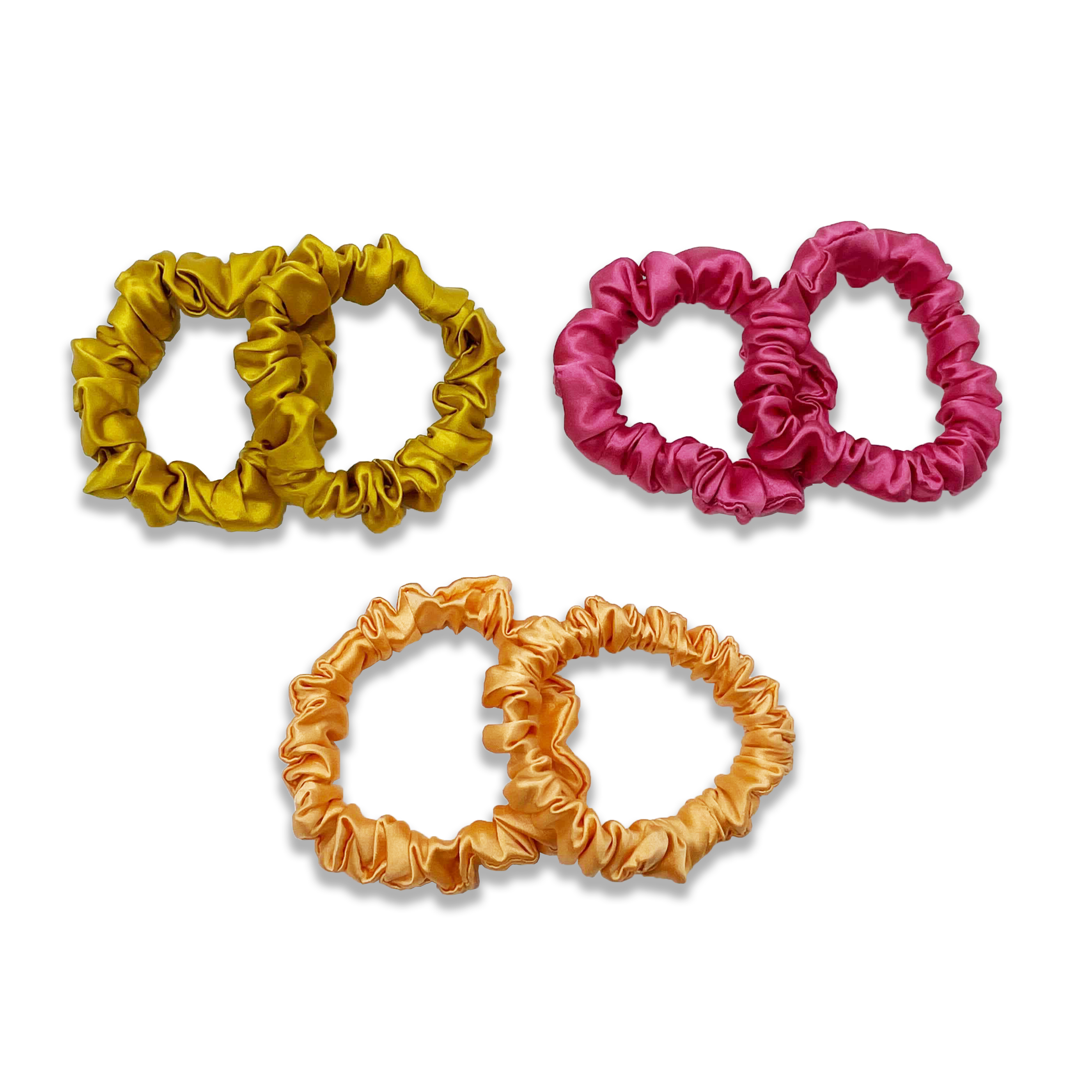 Small Silk Scrunchies (Pack of 6) - MYK Silk #color_sunset pack