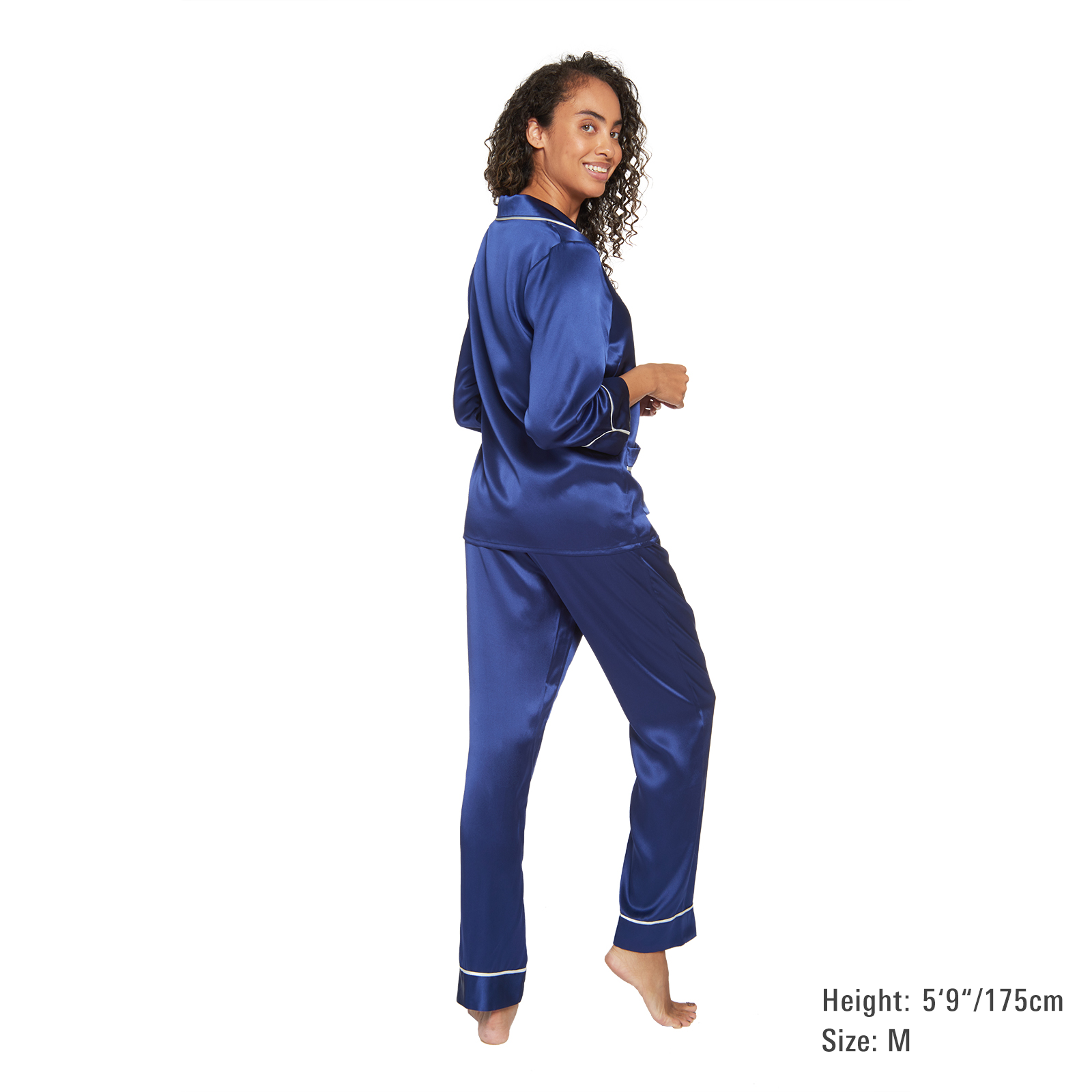 MYK Silk Women s Pajama Set with Contrast Piping