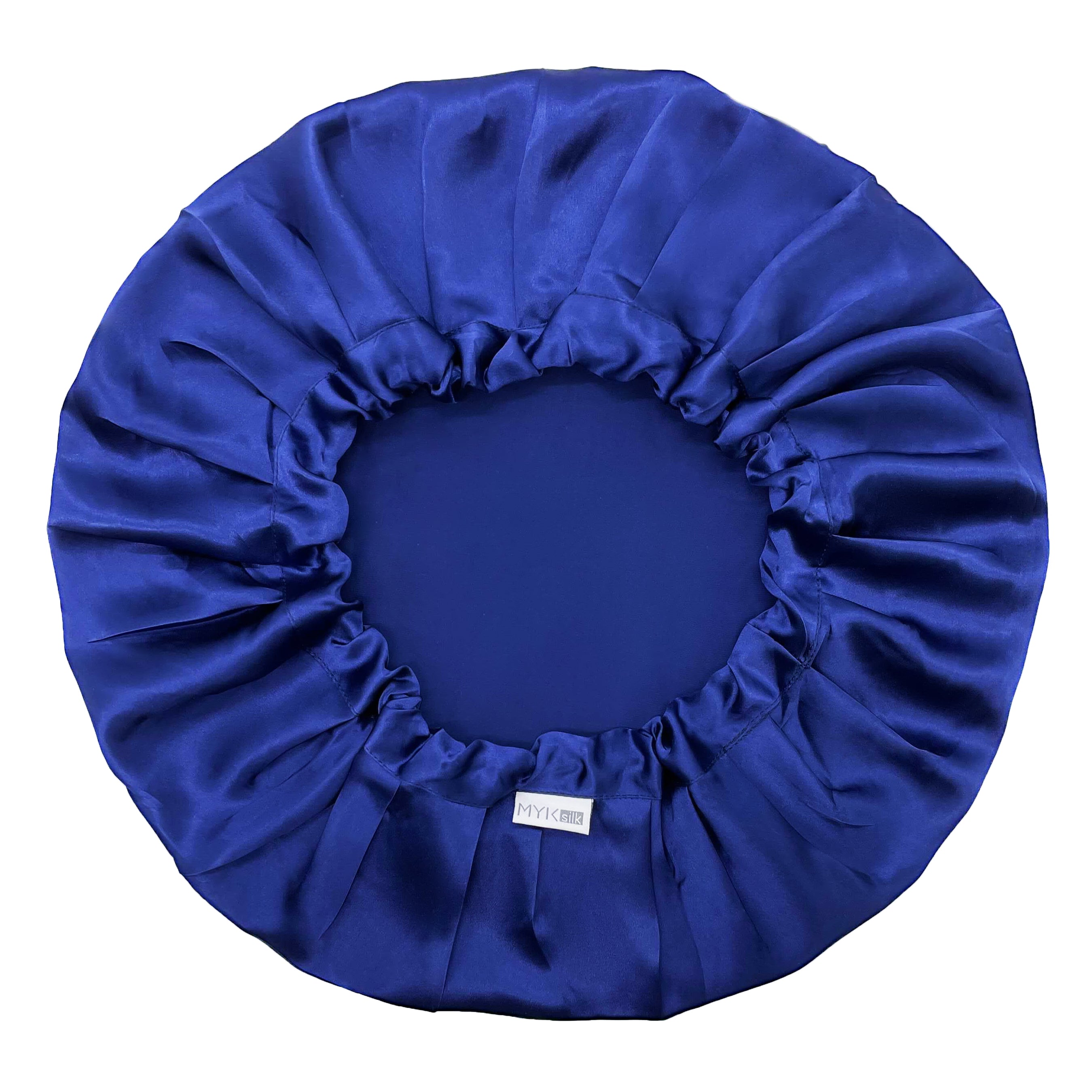 Silk Night Sleeping Cap Bonnet with Comfort Elastic Band - MYK Silk #color_navy blue