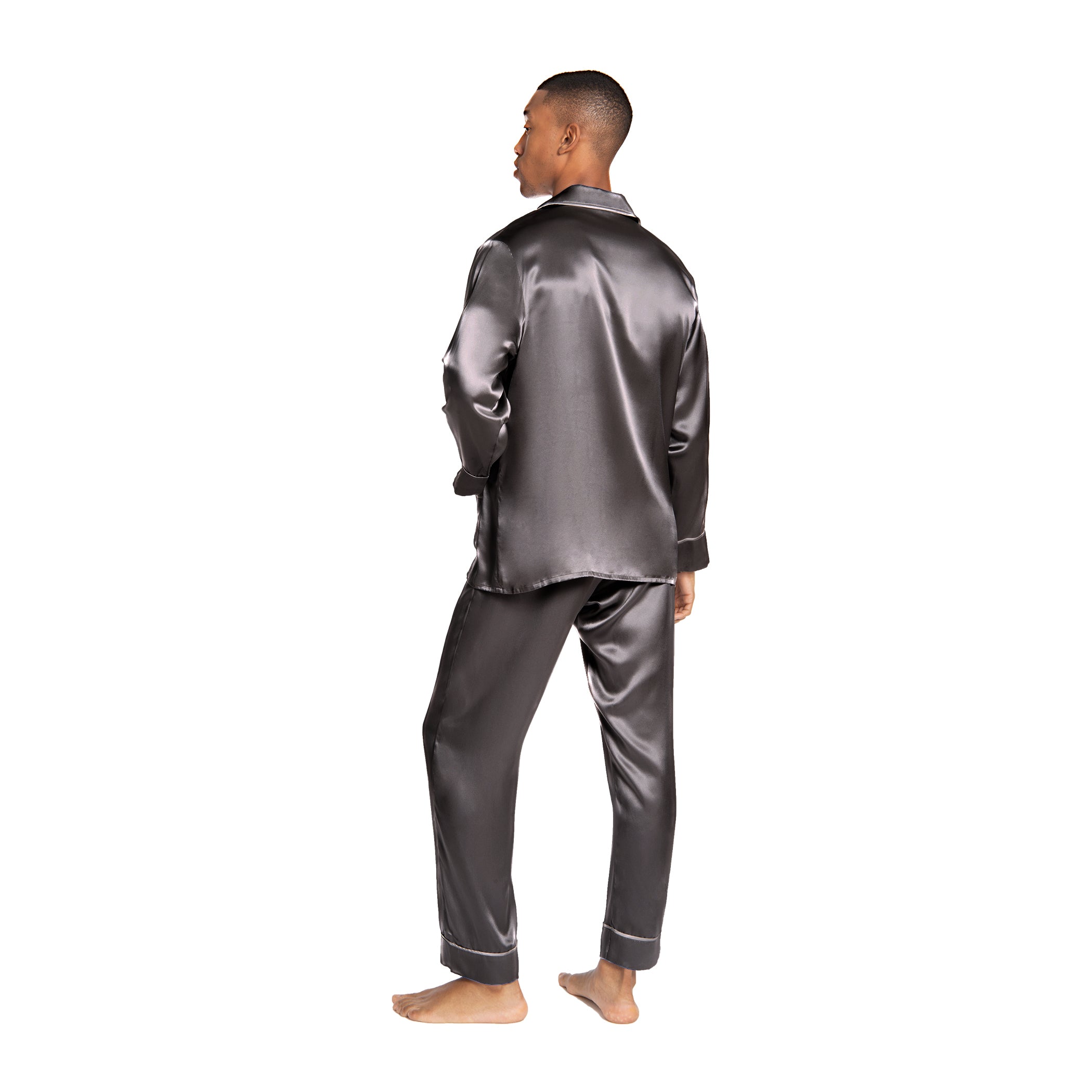 Grey silk pj set deals