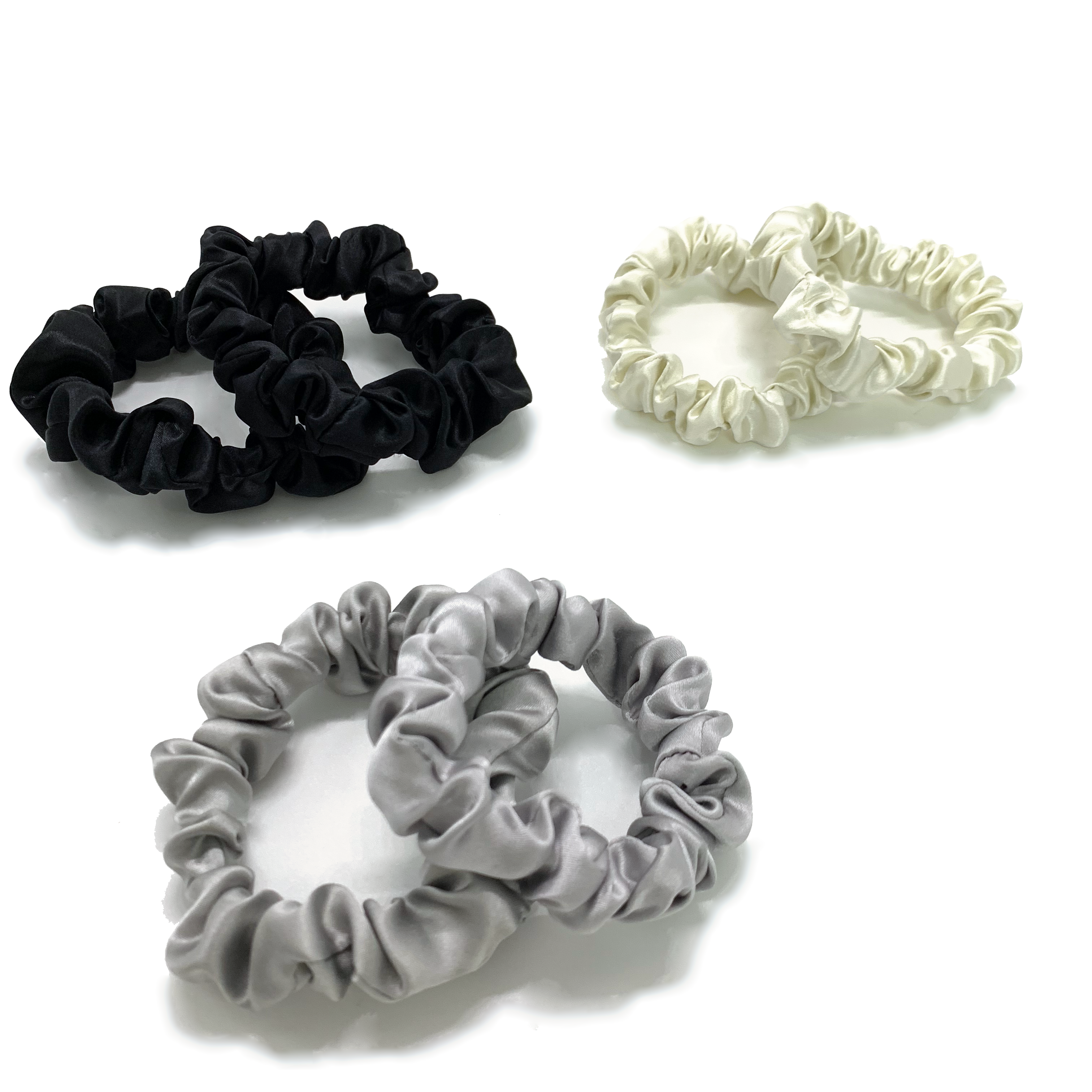 Small Silk Scrunchies (Pack of 6) - MYK Silk #color_neutral pack