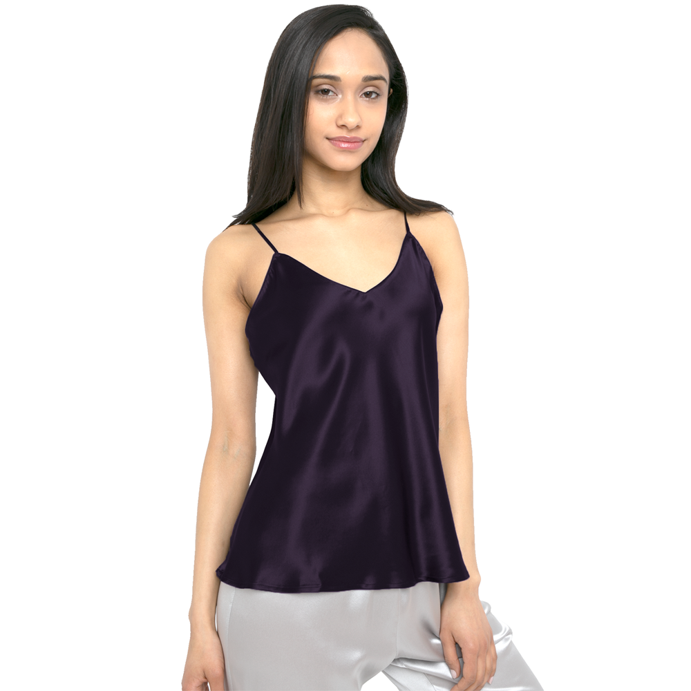 Silk Camisole with Adjustable Strap - MYK Silk #color_purple