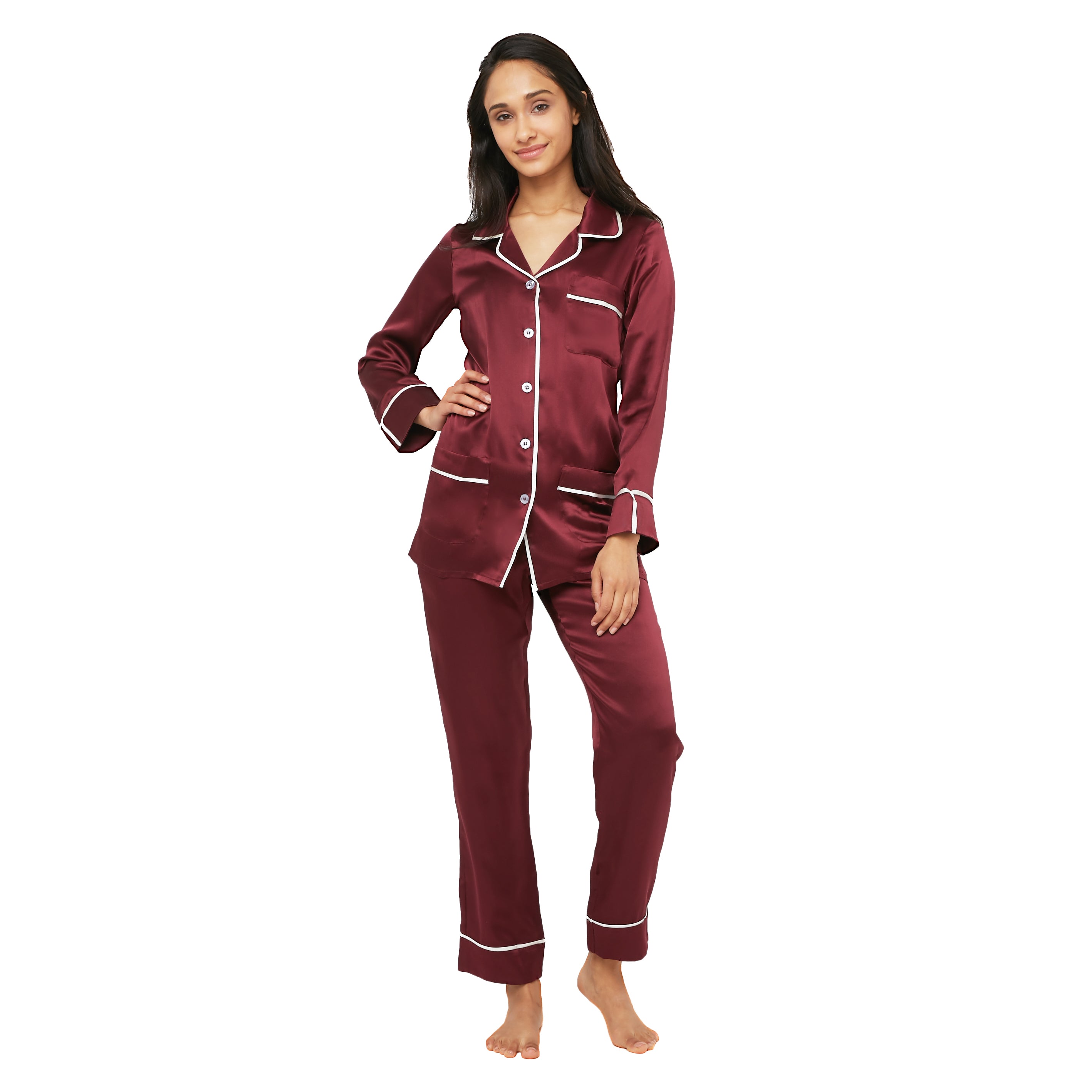 Women'S 3-Piece Classic Silk Pajamas Set - Pink, NOT JUST PAJAMA