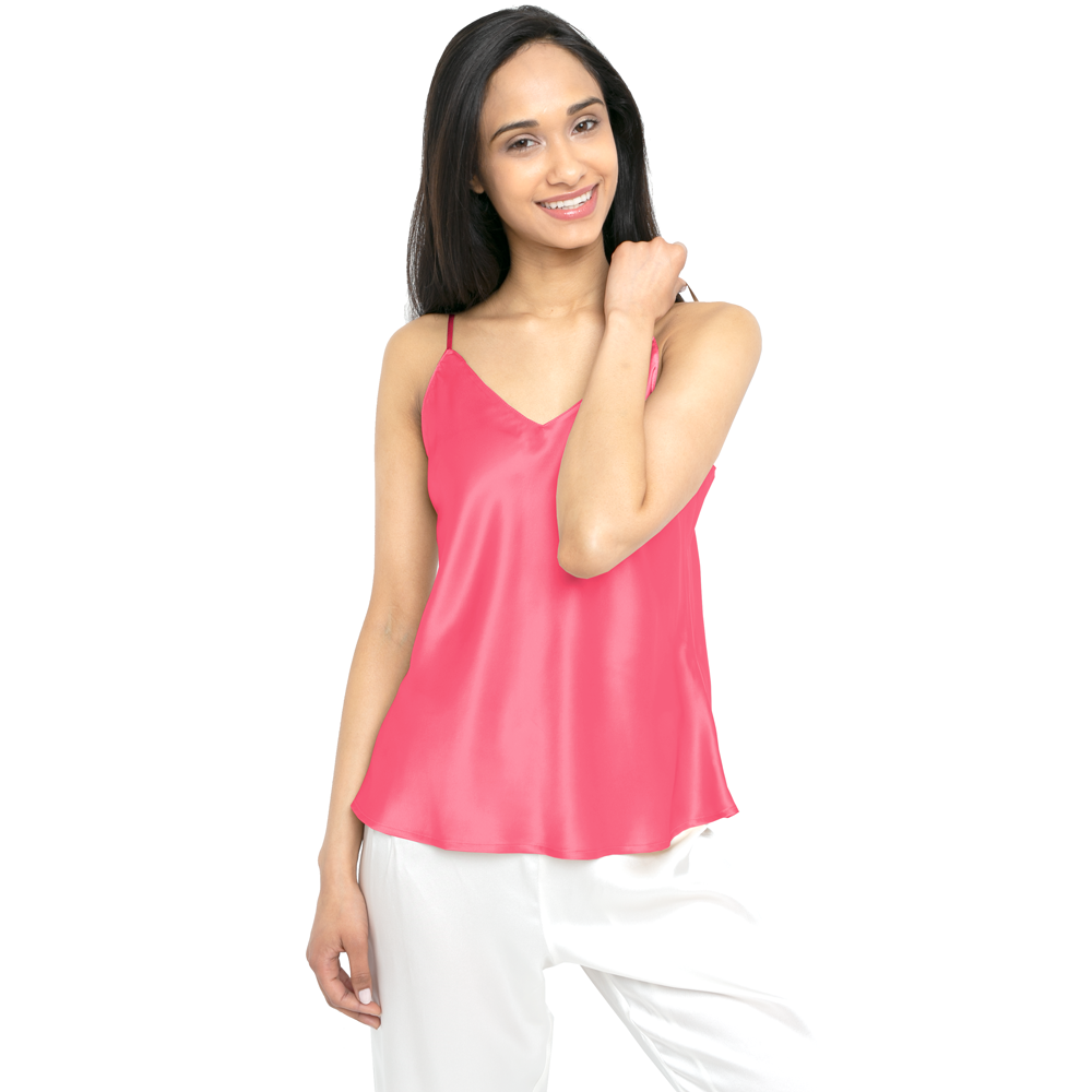 Silk Camisole with Adjustable Strap - MYK Silk #color_rose pink